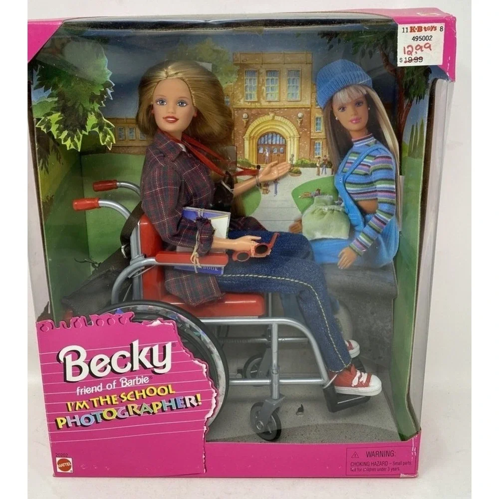 Vintage NEW Mattel Becky Friend Barbie School Photographer Doll 1998 Wheelchair